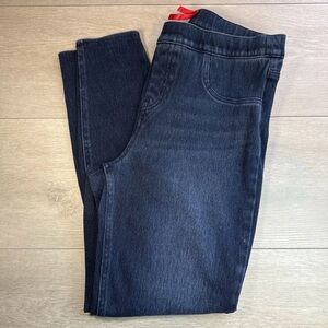 Spanx Women's Large Dark Blue Denim Jeggings Pull-On Shaping Cotton Blen